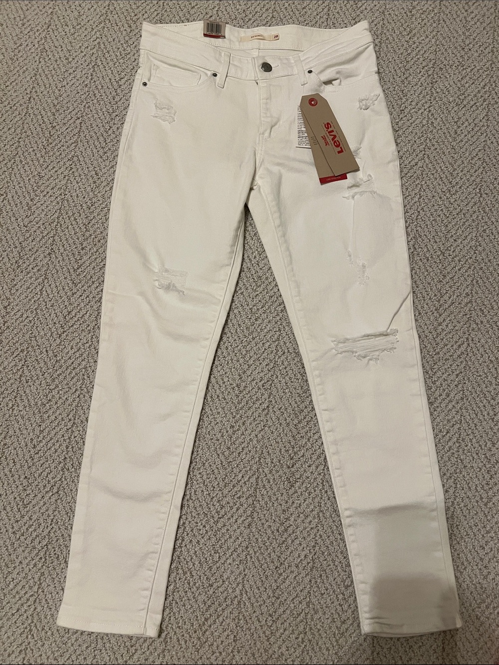 Levi's White Ripped Slim Jeans